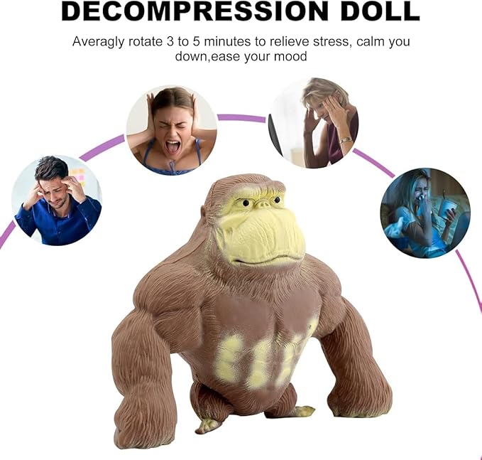 Stretchy Glue-Sand Filled Rubber Gorilla Soft Latex Decompression Doll Toy, Animal High-Elastic Stretchable, Adults&