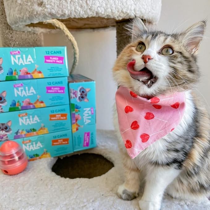 LOVE, NALA - Natural Adult Cat Wet Food - FLAKED Variety Pack - Salmon, Tuna, Chicken - Grain Free, Non-GMO, Lean Protein, Omega 3, Digestive Fiber Blend, Added Minerals &amp; Vitamins - 12 Pack