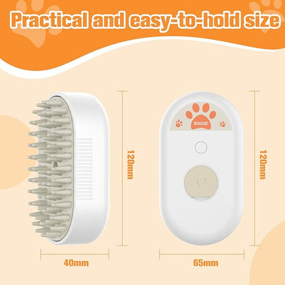 Cat Steam Brush,Rechargeable Pet Steam Brush for Cats Dogs,Silicone Dog Brushes for Short&amp;Long Haired Dogs,3 In 1 Pet Hair Remover Tool for Massage Grooming,Cleaning,Shedding White