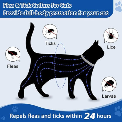4 Pack Adjustable Flea and Tick Collar for Cats, Natural Plant Oil Formula Cat Flea Collar Provides 32-Month Protection for Flea Tick, Glow-in-The-Dark &amp; Waterproof Cat Flea Treatment for All Cats