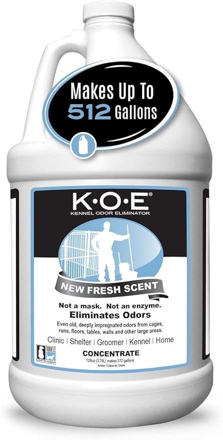 K.O.E. Fresh Scent Odor Eliminator Concentrate for Kennels, Cages, Floors &amp; More - Non-Enzymatic Pet Odor Solution for Home &amp; Dog Kennel - Home &amp; Pet Supplies (1 Gal)