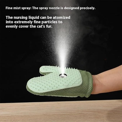 All-in-One Grooming Mist Glove for Pets with Spray - Upgrade Efficient Pet Hair Remover Gloves Grooming Spray Comb, Gentle Fast Deshedding &amp; Massage for Dogs Cats (Green)