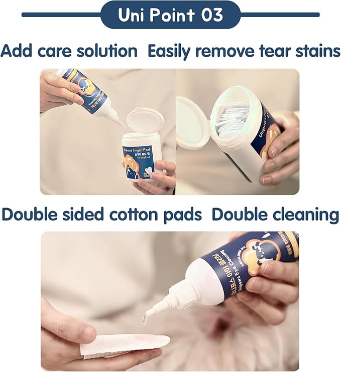 UNIPAWS Pet Tear Stain Remover &amp; Eye Area Cleaner – Vet-Recommended Grooming Solution for Dogs &amp; Cats – Reduces Stains, Comforts Watery, Itchy Eyes – Probiotic &amp; Plant-Based Formula, 5.1 fl oz