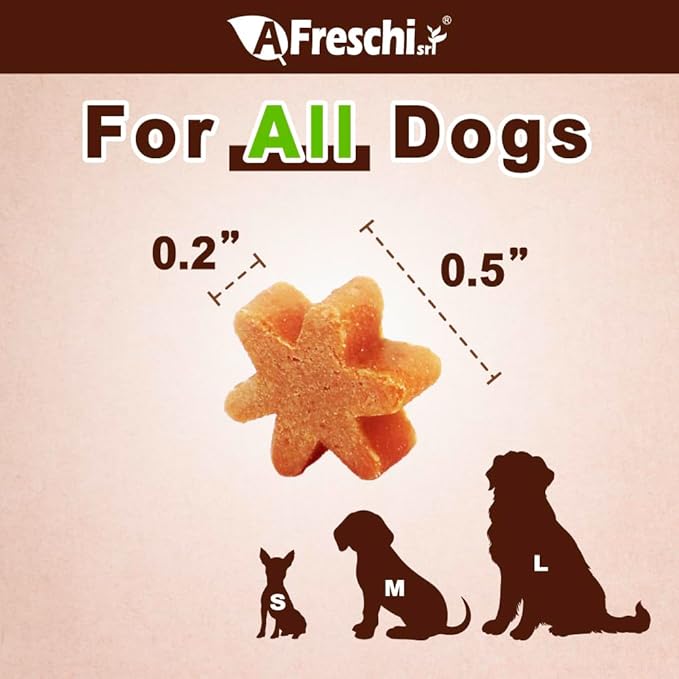 Afreschi Natural Turkey Treats Star Bites –6 oz, Hexagonal Shape, USA-Sourced Trukey, All-Natural, Hypoallergenic, Low-Fat, Healthy &amp; Easily Digestible, Puppy &amp; Training Snack &amp; Small Dogs