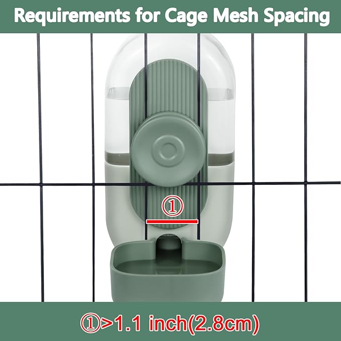 28oz Hanging Automatic Water Dispenser，Rabbit Water Bottle,Bunny Guinea Pig Ferret Water Bowl for Cage,Suitable for Small Animal Puppies(Cage Grid Spacing Over 1.2&