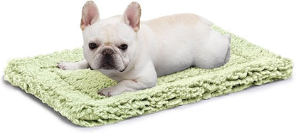 Stoutwool Indestructible Dog Bed - Fluffy Chew Proof Dog Crate Pad - Tough Kennel Pad for Aggressive Chewers - Washable, Ideal for Medium Breeds &amp; Fits 30-Inch Crate - 29"x18", Gleam