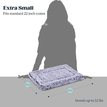 Stoutwool Indestructible Dog Bed - Fluffy Chew Proof Dog Crate Pad - Tough Kennel Pad for Aggressive Chewers - Ideal for Extra Small Breeds &amp; Fits 22-Inch Crate - 21"x12", Jacaranda