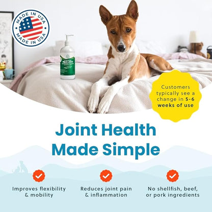 Plant-Based Liquid Glucosamine for Dogs, 1600mg Joint Support with Chondroitin, MSM &amp; Omega 3-6-9, Shellfish-Free Dog Arthritis Supplement for Mobility &amp; Flexibility, Made in USA, 16 oz