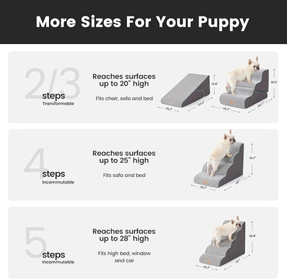 Gardner Pet Dog Stairs for Small Dogs 22.8" H, Curved 5-Step Pet Stairs, Dog Steps for High Bed, Couch (24-30 in) with Durable Non-Slip Waterproof Fabric Cover and CertiPUR-US Certified Foam