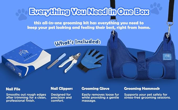 Pet Grooming Hammock for Cats &amp; Small Dogs – Nail Clipping Kit with Sling, Clippers, File, Glove, Straps &amp; Carabiners – Ideal for Trimming &amp; Ear Cleaning – [S/XS] (Pink, Small)