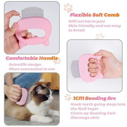 Cat Comb Pet Cat Short &amp; Long Hair Removal Massaging Shell Comb Soft Deshedding Brush Grooming and Shedding Matted Fur Remover Massage Dematting Tool for Dog Puppy Rabbit Bunny (3 Piece)