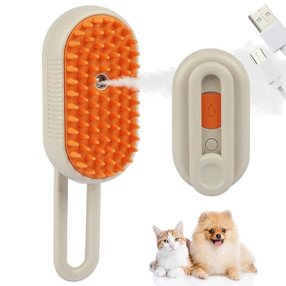 6 in 1 Cat Steam Brush for Shedding, Portable Anti-Static Grooming Comb for Cats &amp; Dogs, Steam Misting Water Brush, Self-Cleaning Pet Hair Remover, Indoor Cat Spray Brushes for Cats &amp; Dogs