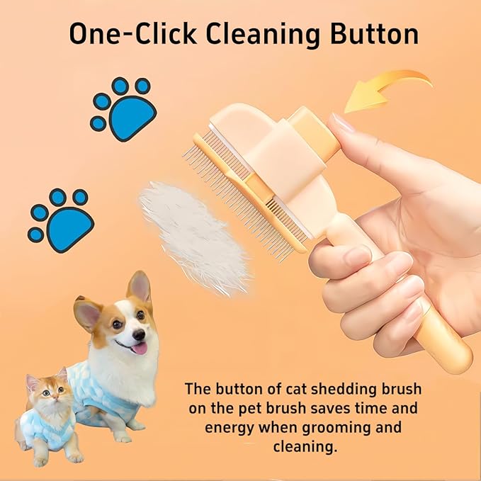 TemApex 2PCS Pet Comb for Dogs &amp; Cats with Long &amp; Short Stainless Steel Metal Teeth for Shedding and Tangles, Self-Cleaning Pet Comb for Dogs and Cats, Comfort and safety