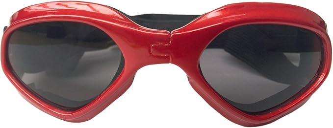 LECONPET Small Dog Sunglasses Waterproof Windproof UV Protection Pet Sunglasses Dog Goggles for Doggy Puppy Cat (Red)