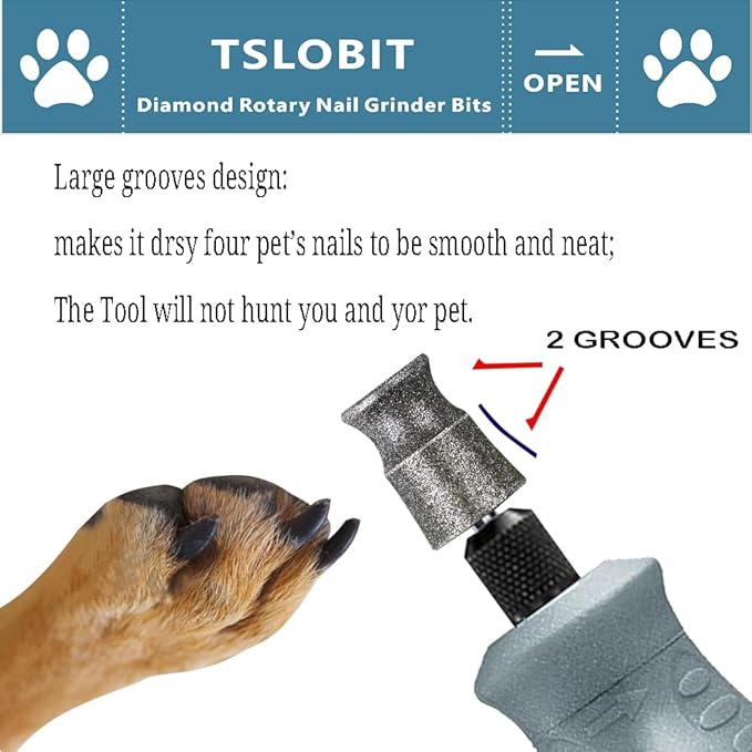 Diamond Dog Nail Grinder Bits for Rotary Tool,1/8" Nail Grinder Attachment for Dremel Grinder Replacement Heads Pets Nail Care Clippers for Medium Large Dogs,2-Pack（Large A&amp;V）