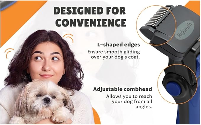 Deshedding Dog Brush for Long Hair (Medium,Blue) – Gentle Deshedding tool for Dogs &amp; Cats – Reduces shedding, without damaging topcoat. Removes Loose Fur &amp; Dead Undercoat.