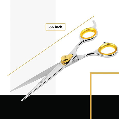 Sharf Gold Touch Pet Grooming Shear | Straight Cat &amp; Dog Grooming Scissors | 7.5 Inch | 440c Japanese Stainless Steel Pet Dog Shearing Scissors | Animal Shears with Removable Comfort Rings