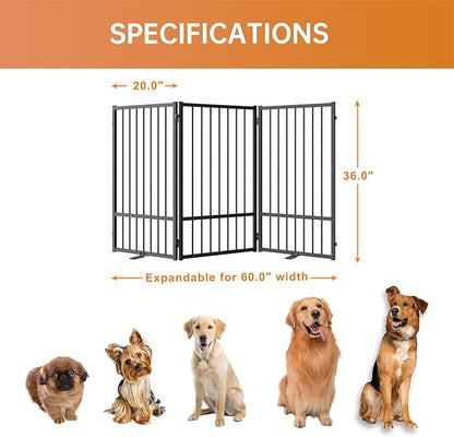 Full Metal Freestanding Dog Gate with Door, 36&