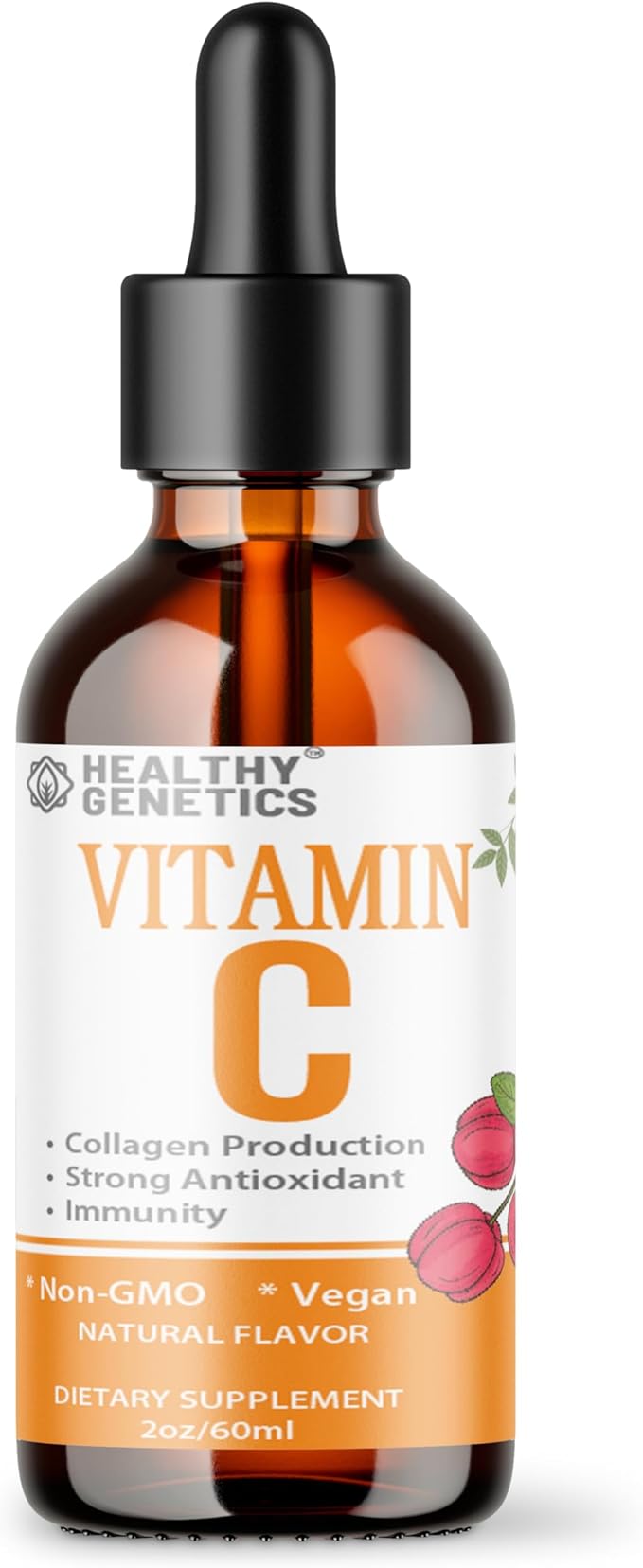 Vitamin C Supplement | Liquid Vitamin C Liquid Drops for Adults &amp; Kids | Acerola Cherry | Immune Support Supplement | Antioxidant | Skin | Vegan | Non-GMO | Gluten Free | 2 Fl