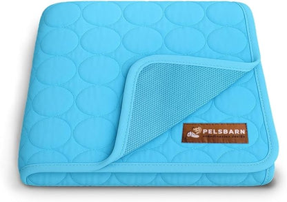 Dog Cooling Mat- Ice Silk Summer Comfort, Self Cooling, Non-Slip Dog Pad, Durable &amp; Washable, Mat for Medium Dogs 50x65 cm, Support Shelter Dogs with Every Purchase (Blue)