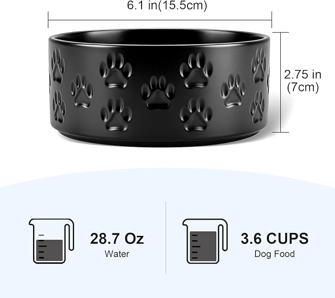 SPUNKYJUNKY Ceramic Dog and Cat Bowls 2 Pack, 6.1&