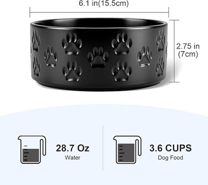 SPUNKYJUNKY Ceramic Dog and Cat Bowls 2 Pack, 6.1&