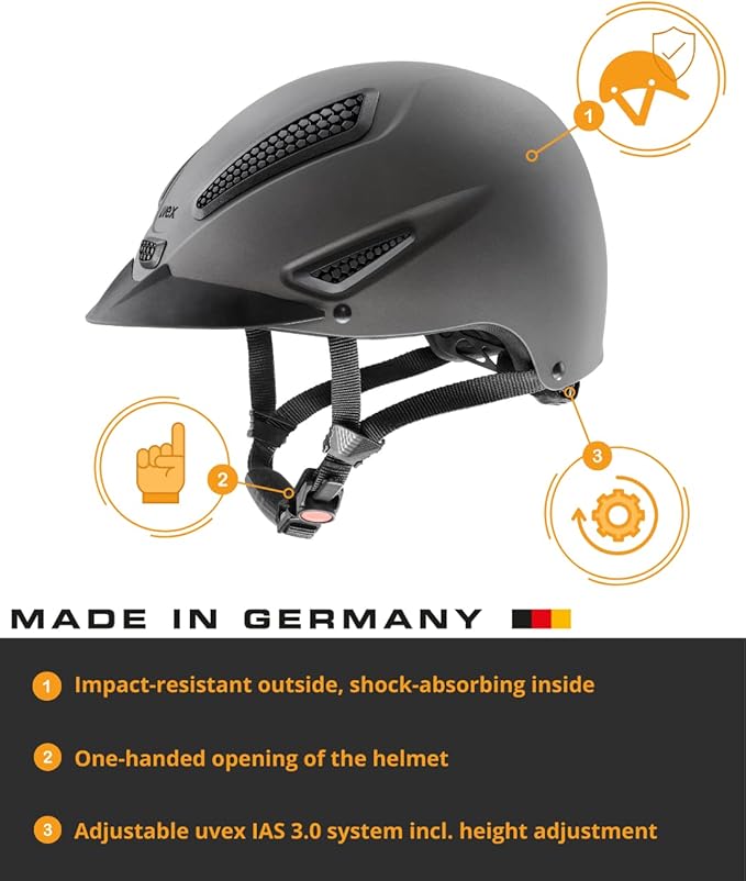 uvex perfexxion II Horse Riding Helmet for Women &amp; Men, Anthracite - Adjustable &amp; Excellent Ventilated Helmet