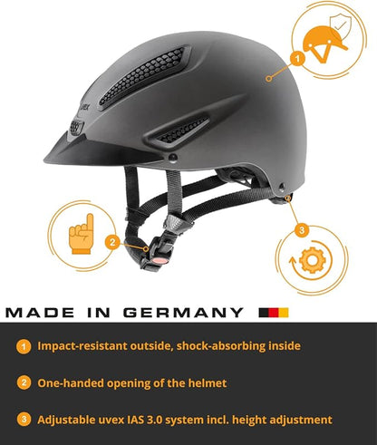 uvex perfexxion II Horse Riding Helmet for Women &amp; Men, Anthracite - Adjustable &amp; Excellent Ventilated Helmet