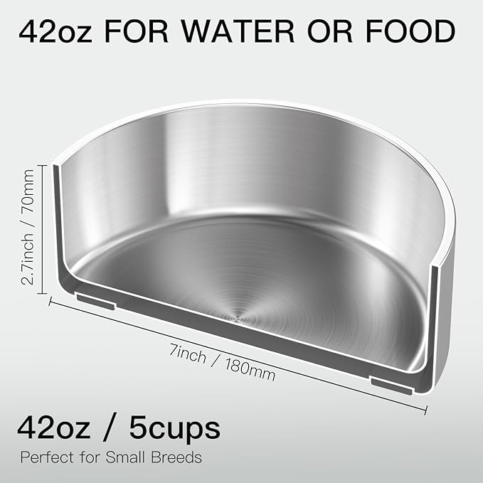 42oz Double Layer 304 Stainless Steel Dog Bowl - Insulated &amp; Durable | Non-Slip Base | Easy to Clean | BPA-Free Safe Dog Food and Water Bowl