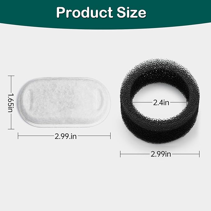 Cat Water Fountain Filters,Cat Fountain Replacement Filters for Stainless Steel 108oz/3.2L&amp;67oz/2L Adjustable Water Flow Pet Water Fountain,Dog Water Fountain (16+16 Pack)