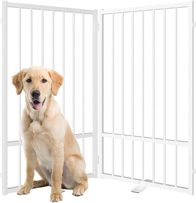 Full Metal Freestanding Dog Gate with Door, 36&