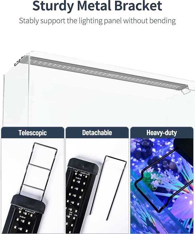 Pawfly 28W Aquarium LED Light for 36 to 42 Inch Fish Tanks Extendable Fish Tank Light with Full Spectrum Brilliant White Blue Red Lights with Daytime &amp; Night Modes and Adjustable Brightness