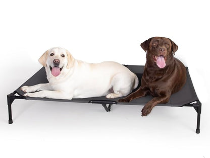 K&amp;H Pet Products Outdoor Elevated Dog Cot, Breathable Cooling Elevated Cot Hammock Pet Bed for XL Dogs, Washable Mesh Cover, Raised Metal Frame, Collapsible, Portable - Jumbo 56 X 38in Charcoal