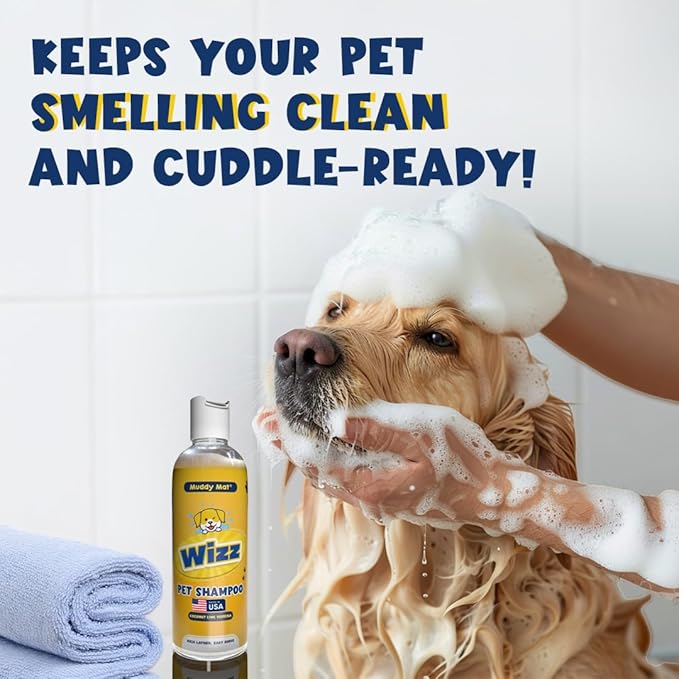 Muddy Mat® Wizz Pet Shampoo for Dogs &amp; Cats - Aloe Vera &amp; Oatmeal Dog Shampoo for Itchy Skin Relief, Smelly Dogs &amp; Sensitive Coats - Natural, Alcohol &amp; Paraben Free - Puppy Shampoo, 17 oz