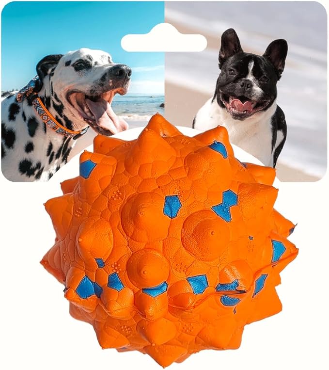 Tough Dog Toys for Aggressive Chewers &amp; Teething Puppies, Bouncy Balls for Medium Dogs, Durable Pet Toys, Floating Dog Balls for Water Play (Orange-Blue)