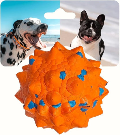 Tough Dog Toys for Aggressive Chewers &amp; Teething Puppies, Bouncy Balls for Medium Dogs, Durable Pet Toys, Floating Dog Balls for Water Play (Orange-Blue)
