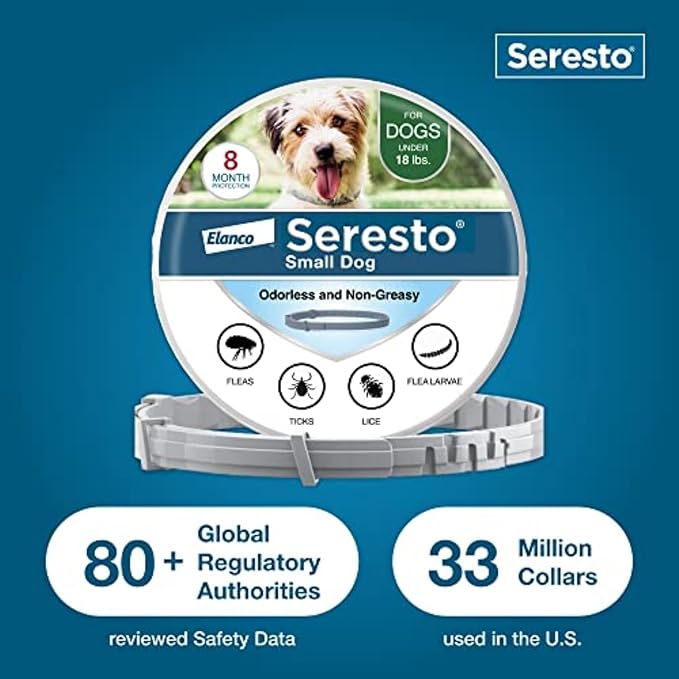 Seresto Small Dog Vet-Recommended Flea &amp; Tick Treatment &amp; Prevention Collar for Dogs Under 18 lbs. | 8 Months Protection