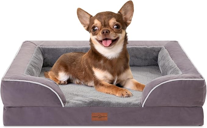 Comfort Expression Small Dog Beds Waterproof Orthopedic Foam Dog Sofa Beds for Small Dogs Comfy Pet Bed with Washable Removable Cover &amp; Non-Slip Bottom(X-Small,Purple)
