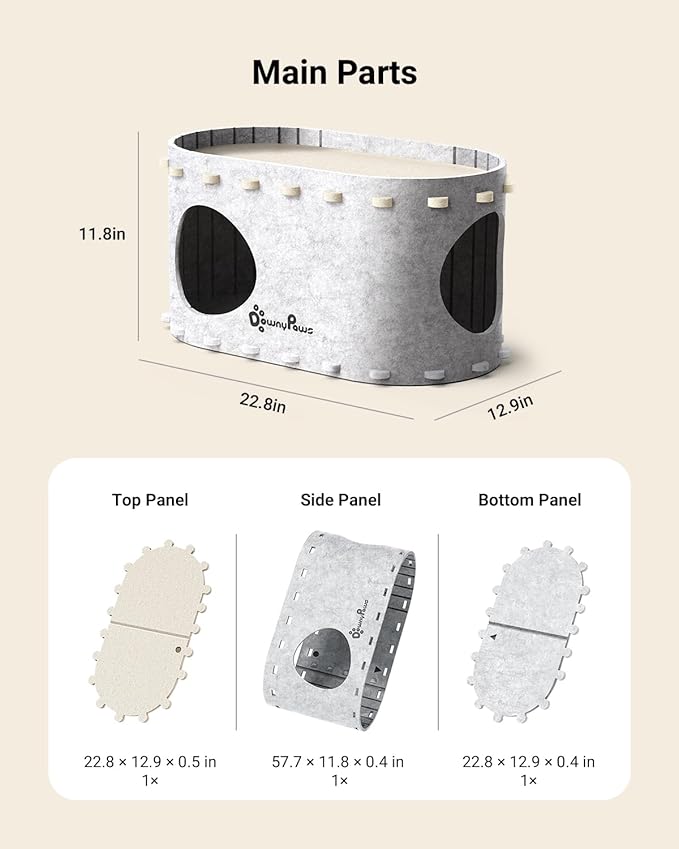 DownyPaws Cat House for Indoor Cats, Cat Bed Cave for Multiple &amp; Large Cats Up to 22 Lbs, Scratch Resistant Peekaboo Cat Caves, Foldable Tunnel Enclosed Bed, PeekaPurr, Marble