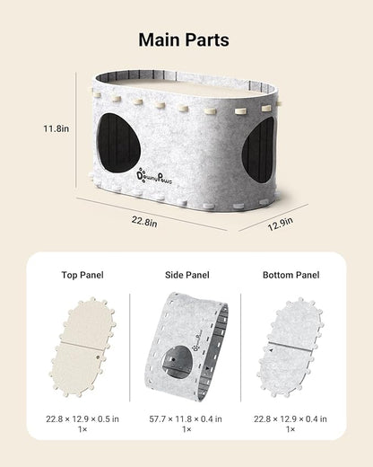 DownyPaws Cat House for Indoor Cats, Cat Bed Cave for Multiple &amp; Large Cats Up to 22 Lbs, Scratch Resistant Peekaboo Cat Caves, Foldable Tunnel Enclosed Bed, PeekaPurr, Marble