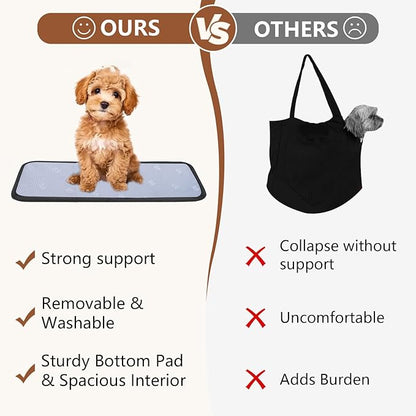Dog Purse Carrier for Small Dogs, Cats, and Puppies – Soft-Sided Travel Pet Tote Bag with 4 Large Pockets, Foldable, Lightweight, Fits Pets up to 15 lbs, for Travel, Outings (Grey)