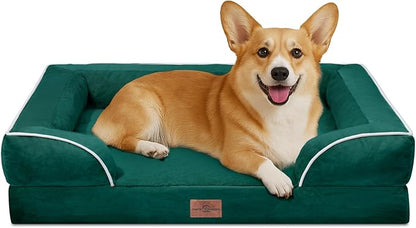 Comfort Expression Medium Dog Beds Waterproof Orthopedic Foam Dog Sofa Beds for Medium Large Dogs Comfy Pet Bed with Washable Removable Cover &amp; Non-Slip Bottom(Medium,Emerald)