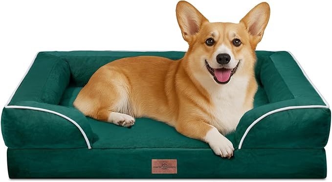 Comfort Expression Medium Dog Beds Waterproof Orthopedic Foam Dog Sofa Beds for Medium Large Dogs Comfy Pet Bed with Washable Removable Cover &amp; Non-Slip Bottom(Medium,Emerald)