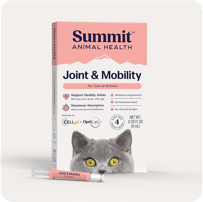 Summit Feline Pain Relief Supplement Inflammation Hip &amp; Joint Support Vitamin for Cats - Natural Chrondroitin with Liposomal Delivery for Arthritis - Drug Free - All Ages