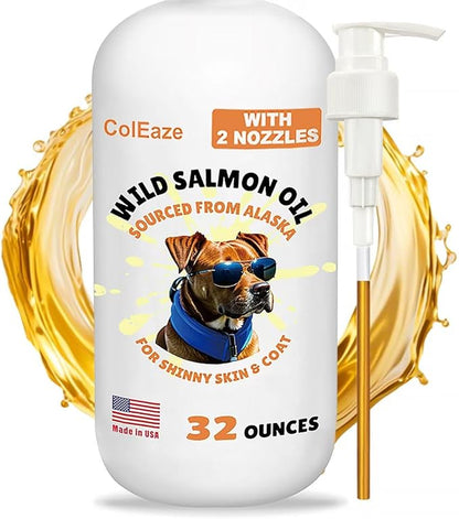 Salmon Oil for Dogs, Fish Oil for Cats, 32oz Salmon Oil for Dogs Skin and Coat Fish Oil Supplements with Vitamin D, EPA + DHA for Itchy Relief, Immune Support for Joints &amp; Heart, Dry Skin &amp; Allergies