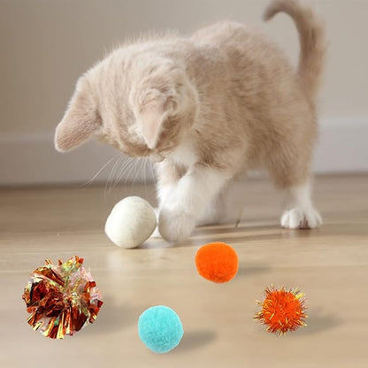 60 Pack Cat Toys - Assorted Kitten, Mouse, Crinkle &amp; Pom Pom Balls