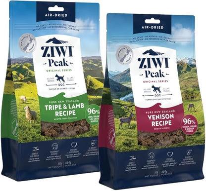Bundle of ZIWI Peak Air-Dried Dog Food – All Natural, High Protein, Grain Free and Limited Ingredient with Superfoods (Venison, 1.0 lb + Tripe &amp; Lamb, 1.0 lb)