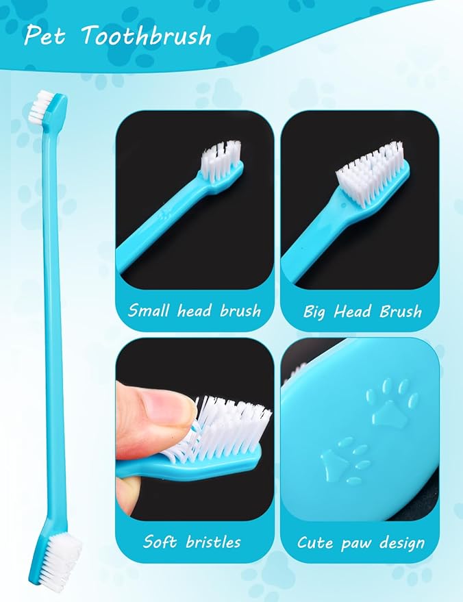 300 Pcs Dog Toothbrush Kit, Dual-Headed Toothbrush for Dogs &amp; Cats, 10 Colors