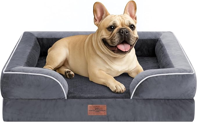 Comfort Expression Small Dog Beds Waterproof Orthopedic Foam Dog Sofa Beds for Medium Dogs Comfy Pet Bed with Washable Removable Cover &amp; Non-Slip Bottom(Small,Dark Grey)