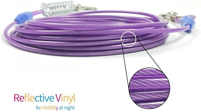 Petest 25ft Tie-Out Cable with Crimp Cover &amp; Buffer Spring for Large Dogs Up to 90 Pounds